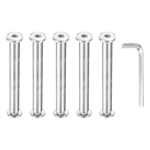 PATIKIL M6x6mm Hex Chicago Screws 8x70mm, 5Pcs 304 Stainless Steel Metric Hex Drive Socket Cap Binding Post Screw Posts for Scrapbook Leather Belt Album Furniture Repair, Silver