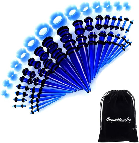 JieyueJewelry 50/54 Pieces Ear Stretching Kit 14G-00G Acrylic Tapers and Plugs + Silicone Tunnels - Ear Gauges Expander Set Body Piercing Jewelry