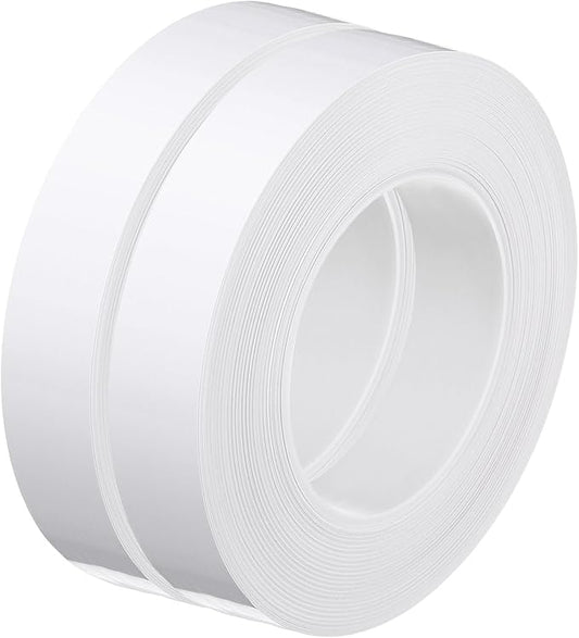 HARFINGTON 2Pcs Floor Tiles White Foil Lines Metallic Mirror Tape 0.98" x164 Ft Self Adhesive Decor Floor Wall Seam Sticker Waterproof Gap Sealing Tape for Kitchen Bathroom Cabinet