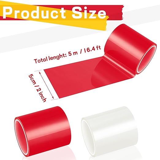 Patelai 4 Rolls 16.4 ft x 2 Inches Self Adhesive Repair Light Tape Auto Tail Light Tape Fog Lights Tint Tape Headlight Lens Tape (Red, Clear)