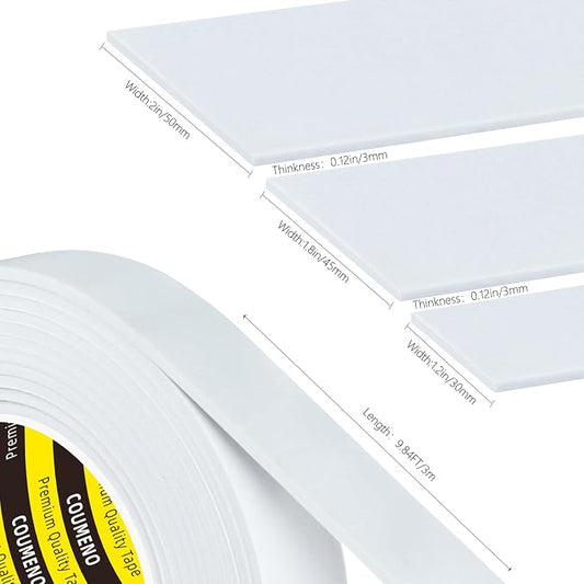 Single-Sided Adhesive EVA Foam Tape 2inX10FT,White Foam Weather Stripping,Door Seal & Window Insulation Tape,Waterproof Sound Proof Seal Strip for Doors,Windows,Garage Door & Gap Sealing