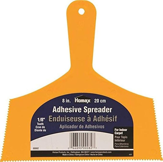 Homax Adhesive Spreader, Yellow, 8", 1/8" Tooth, Spreader for Indoor Carpet, 1 Count