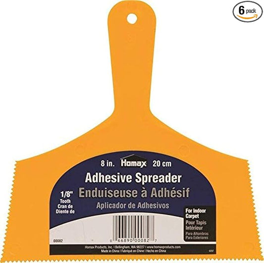Homax Adhesive Spreader, Yellow, 8", 1/8" Tooth, Spreader for Indoor Carpet, 1 Count (Pack of 6)