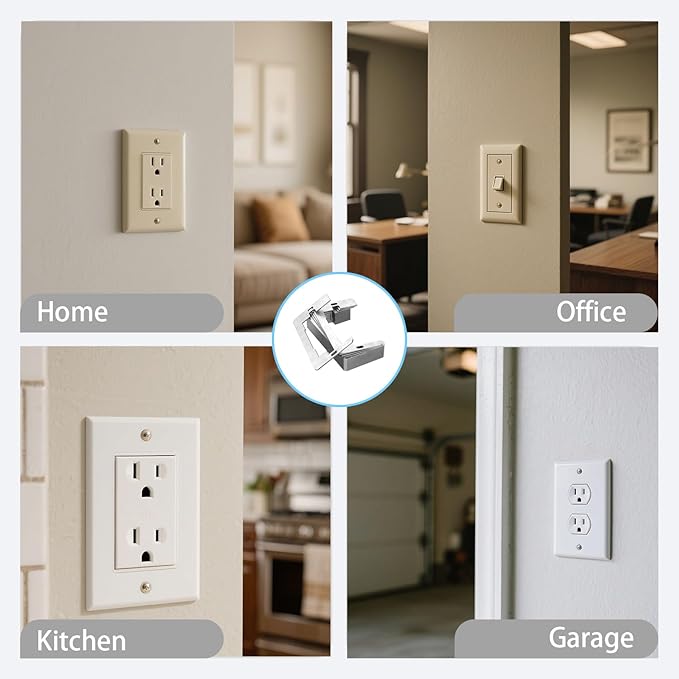 5 Pcs Outlet Spacers, Metal Wall Plate Spacer for Electrical Outlets, Flush Fit Device Leveling Plate for Receptacle Repair, Outlet-Extender Shims for Fixing Protruding Switches & Gaps