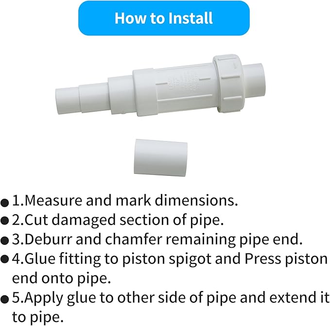 LESSO 1/2 inch PVC Pipe Repair Kit, 1/2" PVC Repair Coupling for Broken or Cracked In-Ground Pipes, SCH40 White(2 Sets)