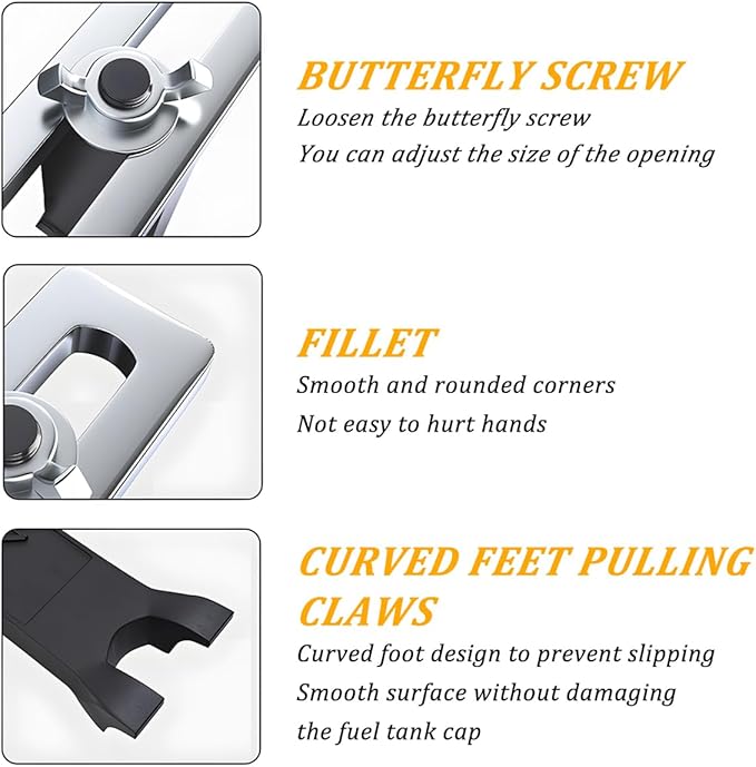 Car Fuel Pump Removal Tool, 3/8" to 1/2" 3 Jaws Lock Ring Spanner Tank Cover Remove Wrench, Adjustable Automotive Fuel Pump Sender Lid Remove Tool, Universal for SUV Van Truck