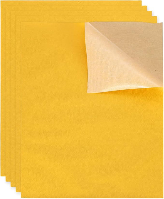 MECCANIXITY 3 Pcs Leather Repair Patch 10"x12" Self-Adhesive Leather Vinyl Repair Tape Kit for Furniture Couches Sofa Chair Car Boat Seats Jackets, Yellow