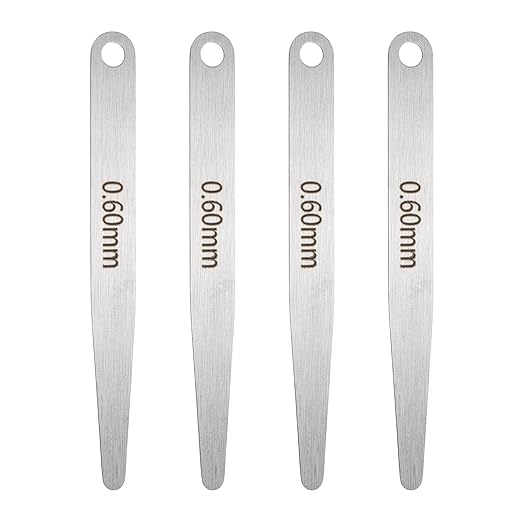 HARFINGTON 4pcs Metric Thickness Feeler Gauge 0.6mm Single Blade Oval Feeler Gauge 304 Stainless Steel Gap Measuring Tool for Repair Valve Guitar Spark Plug