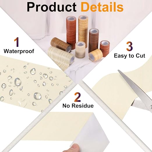 PATIKIL Wood Grain Tape 4.7" x 32 ft, Self-Adhesive Wood Texture Repair Tape Realistic Wooden Effect Patch for Furniture Cabinets Floor Walls, Beige