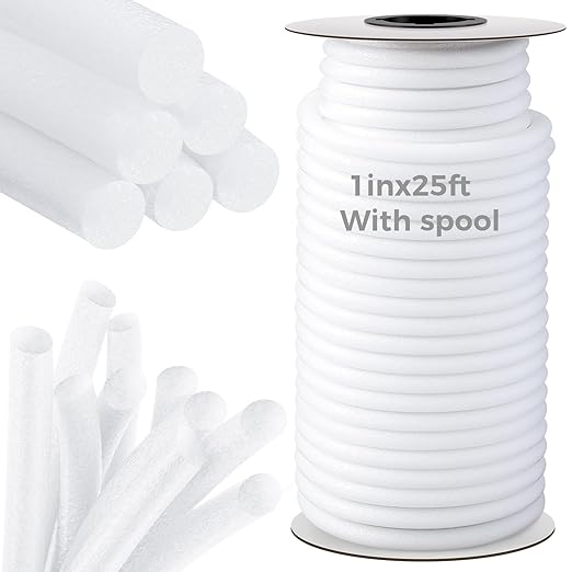 MotiMind 1 Inch x 25 ft Foam Backer Rod for Gaps Joints Concrete Crack Filler Caulk Saver Bulk Foam Backing Rod Concrete Filler Rope for Weather Stripping Door Seal (White)
