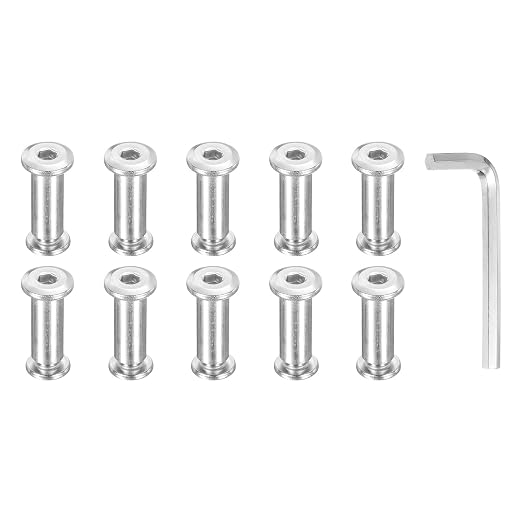 PATIKIL M8x8mm Hex Chicago Screws 10x25mm, 10Pcs 304 Stainless Steel Metric Hex Drive Socket Cap Binding Post Screw Posts for Scrapbook Leather Belt Album Furniture Repair, Silver