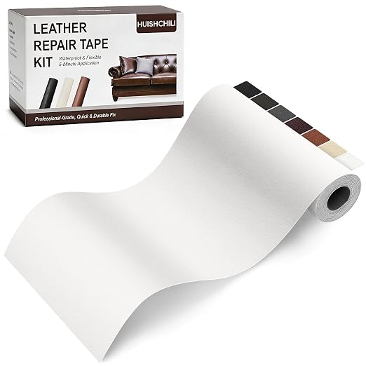 Leather Repair Tape, Heavy Duty Vinyl Repair Patch, Waterproof Self Adhesive Leather Repair Kit for Fixing Holes & Scratches on Couch, Car Seat, Furniture (White, 3.15 x 59in)