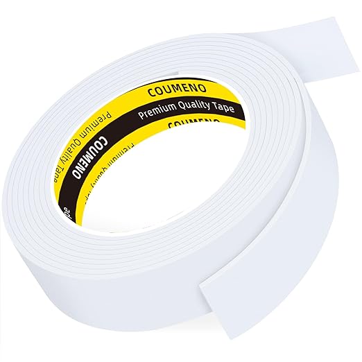 Single-Sided Adhesive EVA Foam Tape 1.2in x 9.84FT,White Foam Weather Stripping,Door Seal & Window Insulation Tape,Waterproof Sound Proof Seal Strip for Doors,Windows,Garage Door & Gap Sealing