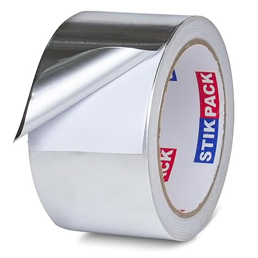 Aluminum Foil Tape 2 inch x 60ft (20 Yards) Heavy Duty HVAC Duct Tape for Ductwork – High Temperature Silver Foil Tape for Insulation, Metal Repair, Exhaust Sealing & Patching