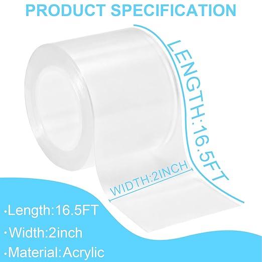 Engorgio Clear Strong Waterproof Adhesive Archival Safe Book Repair Tape, 2Inch x 16.5Ft - Removable Book Binding Tape for Old Books, Broken Pages, Textbook Spine & Library Repair Supplies.