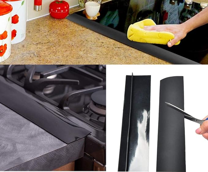 Silicone Kitchen Stove Gap Covers, Kitchen Counter Gap Anti-Slip Non-Tacky Filler Seals Spills Between Counter, Stovetop, Oven, Washer, heat-resistant，Set of 2 (21Inches, Translucent) by liboyixi