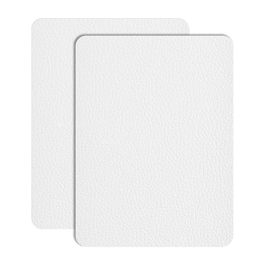 Leather Repair Patch Tape 8×12 inch 2 pcs Furniture Leather Strong Self Adhesive Tape for Sofas Couch Car Seats Cabinets Bags Anti Scratch Patches First Aid Patch Fixing Leather White