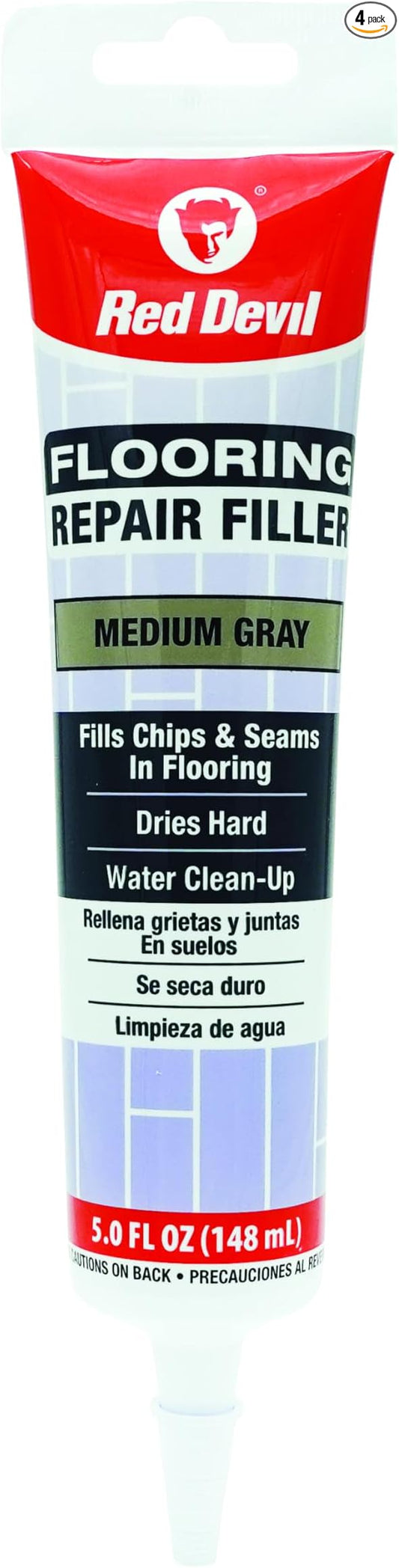 Red Devil 056050 Flooring Repair Filler, 5 oz., Medium Gray, 4 Pack