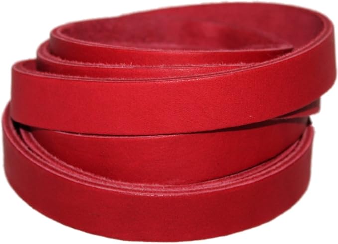 Leather Strap for Crafts & Jewelry | 72 Long × 5/8" Wide × 1/8" Thick (7-8oz) | Genuine Leather Strips for Crafts, Projects or Repairs - Red | 2-Pack