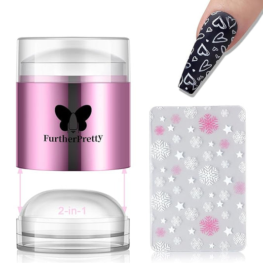 Jelly Silicone Nail Art Stamper, 2-in-1 Detachable Nail Stamping Tool with Scraper for Gel Polish & French Tips, Manicure Salon Supplies, Sello de Silicona para Uñas (2-in-1 Purple)