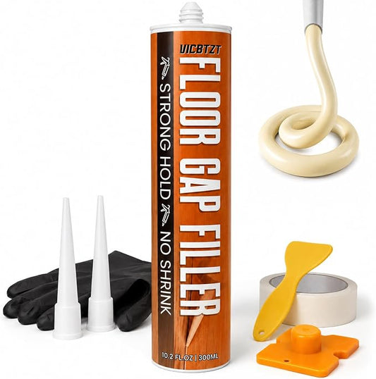 Wood Floor Gap Filler (Light Oak), Wood Filler for Hardwood, Laminate, Vinyl & LVP — Sandable & Recoatable for Dark Seams, Narrow Gaps, Baseboards, Door Jambs, Transitions, Edges, and Pipe Cuts