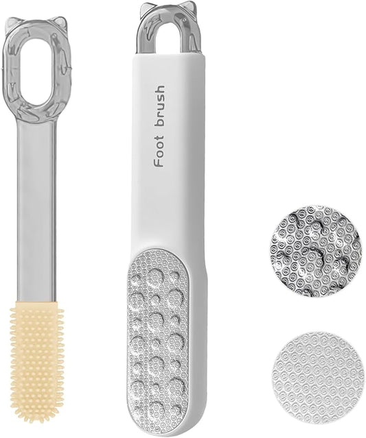 Double-Sided Stainless Steel Foot File, Foot Callus Remover & Foot Scrubber, Professional At-Home Pedicure Tool for Dry & Wet Feet, Hard Skin & Corn Remover, White (Home Salon Use)
