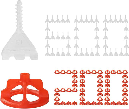 DGSL Tile Leveling System 1/16", 600 Pcs Tile Spacers and 200 Pcs Red Cap, Tile Spacers Leveling System for Professional Ceramic Tile and Stone Installation, Precision Gap Control