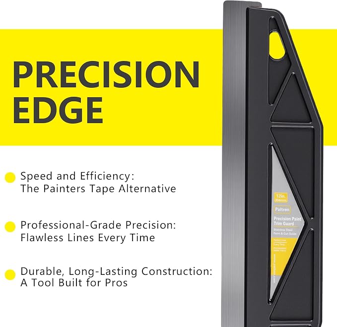 12-Inch Paint Edger & Trim Guard | Stainless Steel Straight Edge Tool | Painters Tape Alternative | Creates Crisp, Clean Pro-Grade Lines on Walls & Ceilings