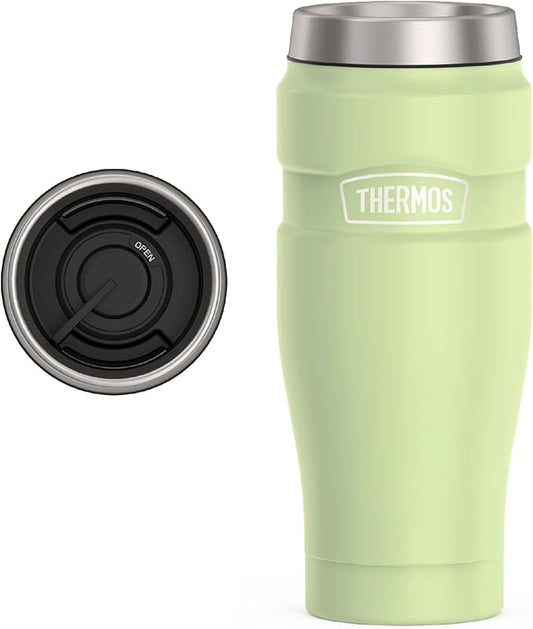 THERMOS Stainless King Vacuum-Insulated Stainless Steel Tumbler - 16oz, Matte Green - Insulated Coffee Tumbler for Hot & Cold Drinks - Leak-Proof & Sweat-Proof for Commuting & Traveling