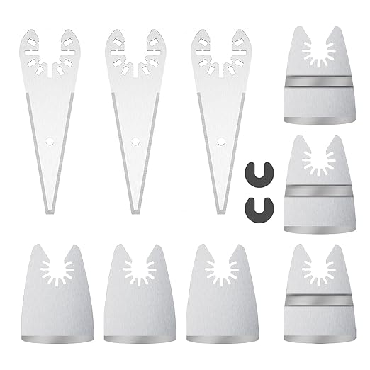 9pcs Oscillating Scraper Blades for caulk adhesive sealant removal, Universal Multi tool Quick Release, 3pcs Rigid Scraper, 3pcs Flexible Scraper, 3pcs tapered scraper