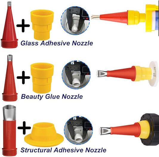 Caulk Finisher Kit Caulking Nozzle Tips Stainless Steel with Connection Bases Replacement 30 Pieces