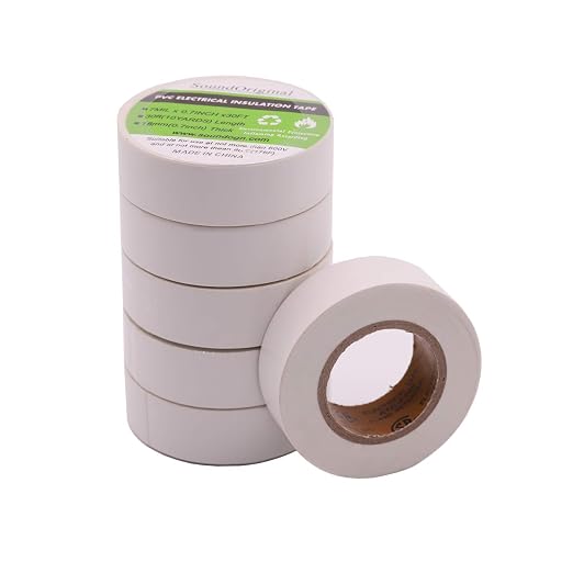 Electrical Tape White 6 Pack 3/4-Inch by 30 Feet, Voltage Level 600V Dustproof, Adhesive for General Home Vehicle Auto Car Power Circuit Wiring White