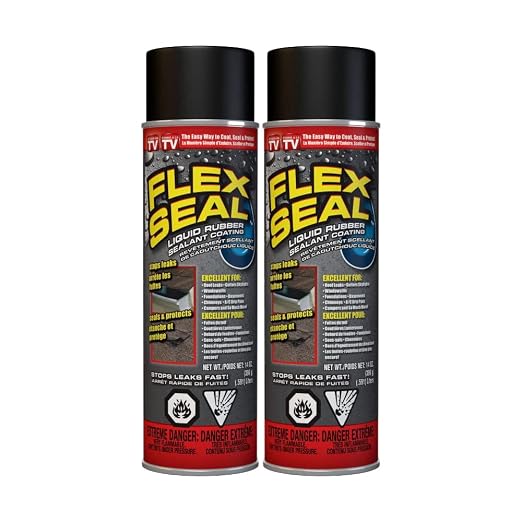 Flex Seal – Stop Leaks Fast! Rubberized Waterproof Coating Spray, Ideal for Roofs, Holes, Cracks, DIY Projects, Automotive Fixes, Indoor & Outdoor Repairs, and More – Black, 14 oz. (397 g) – 2 Pack