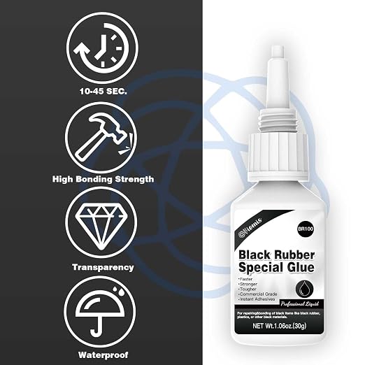 30g Black Rubber Adhesive for Tire Repair, Edge Bonding, DIY Crafts - Quick-Dry, High-Strength Patch Glue for Durable RC Tire and Super Rubber Bonding