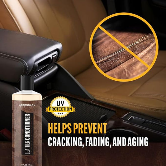 Legendary Leather Conditioner 16oz - Cleans, Conditions & Protects Car Interior - Leather Cleaner and Restorer for Car Seats, Plastics & Vinyl | Satin Finish, Non-Greasy
