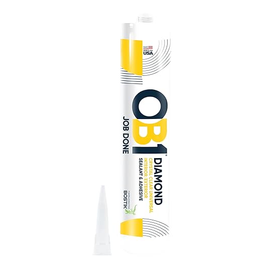 OB1 Universal Caulk Sealant & Adhesive Diamond Crystal Clear 10.1oz | Professional Grade All-in-One Advanced Hybrid | Water Resistant Internal & External | Shrink Crack & UV Resistant | 1 Cartridge