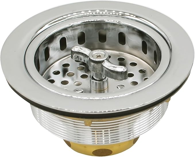 Westbrass Wing Nut Style Large Kitchen Sink Basket Strainer, Polished Nickel, D213-05