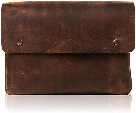 Vintage Leather Folder Document Holder/File Case/Document Portfolio, Office & Work Essentials Handmade Perfect for 13.6” Laptops & Tablets