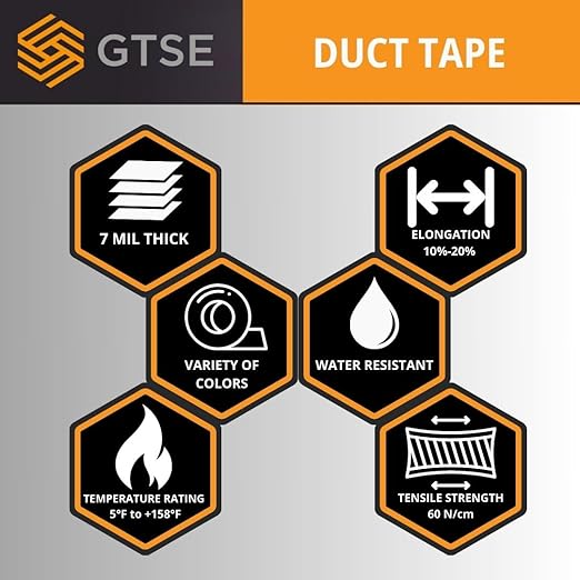 GTSE Wide Duct Tape, Black, 4 Inches x 55 Yards (164 ft), Heavy Duty, Waterproof Repair Tape for Indoor or Outdoor Use, 96 Rolls