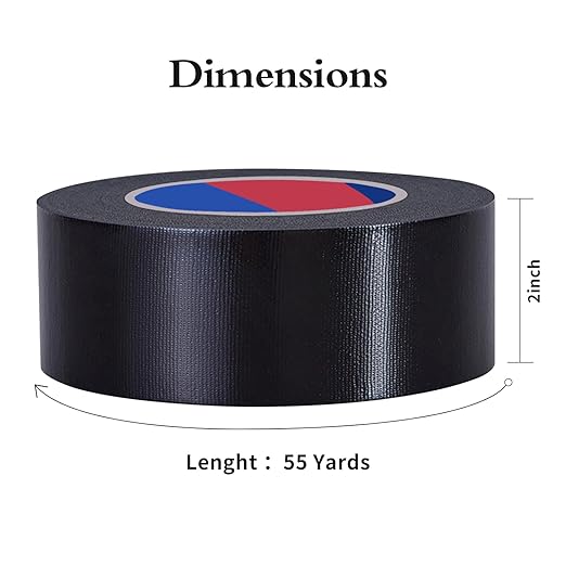 Black Heavy Duty Duct Tape, 2 Inch x 55 Yards, Industrial Grade Waterproof & UV Resistant, Strong Adhesive for Indoor Outdoor Repairs, Crafts, Home Improvement, Moving Packing and DIY Projects