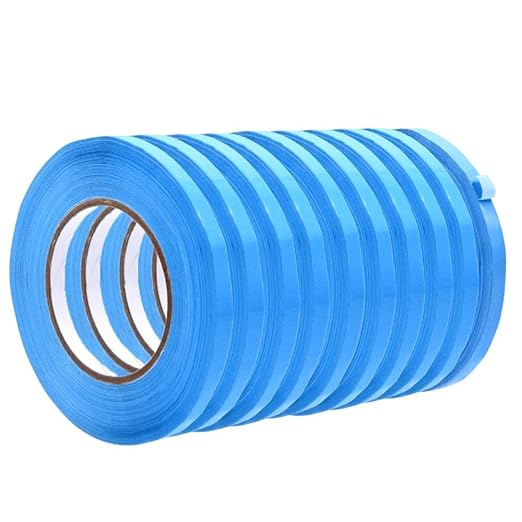 WOD Light Blue Produce Poly Bag Sealing Tape, 3/8 inch x 180 yds. (Pack of 10) for Packaging and Sealing of Meat, Gifts, or Ice Bags BSTC24PVC