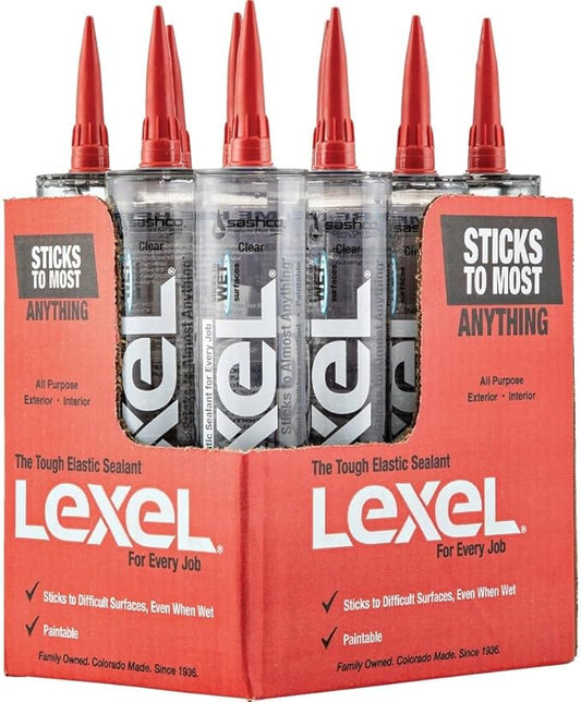 Sashco 13010 10.5oz Sealants Clear Lexel Adhesive Caulk, 10.5-Ounce (Pack of 12)