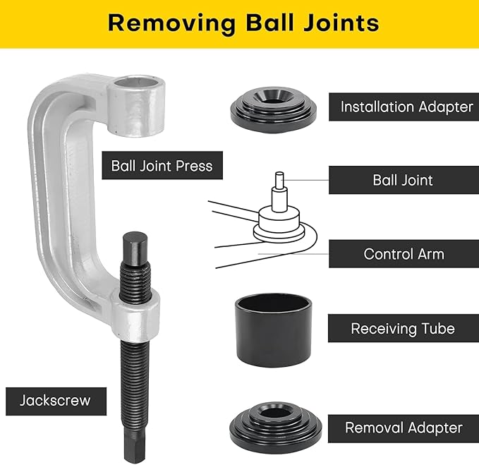 Ball Joint Press & U Joint Removal Tools | Heavy Duty Ball Joint Service Tool with 4-Wheel Drive Adapters for Most 2WD and 4WD Car Pickup and Light Truck (Red)