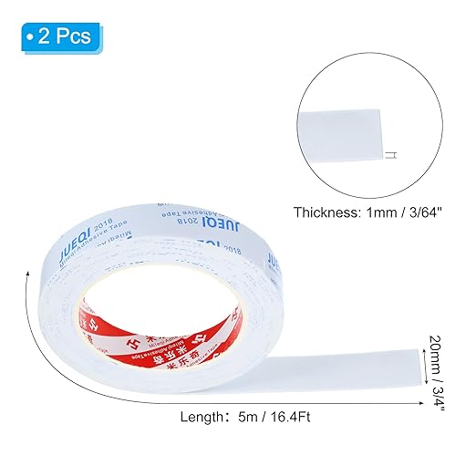 PATIKIL 3/4" W x 3/64" T x 16.4Ft EVA Single Sided Foam Tape, 2Pcs Multipurpose Sealing Strip Foam Waterproof Weather Stripping Foam Sealing Foam Strips with Adhesive for Door, White