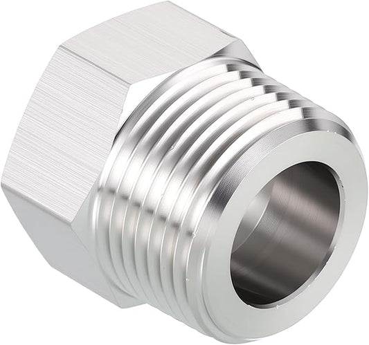 Pack of 1, 3/4" Male NPT to 1/2" FeMale NPT Solid 304 Stainless Steel Hex Bushing, Hose Fittings Adapter Reducer for Pipe Leak Repair, Bathroom Remodeling, Tool Extensions