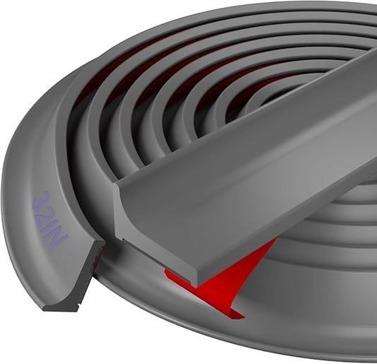 Shower Threshold Water Dam Barrier - Versatile, Silicone Shower Water Guard Stopper Seal Strip for Bathroom Floor, Bathtub Rim, Kitchen Countertop (Gray, 32 In/ 0.8M)
