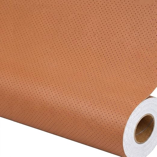 Qextce Perforated Leather Repair Patch Tape, Brown, 17x100 Inch | Breathable, Self-Adhesive, For Furniture, Couches, Car Seats, Office Chairs, Faux Leather & Vinyl Repair Kit