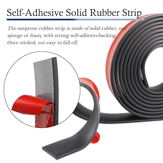 Neoprene Rubber Strips Self Adhesive Solid Rubber Sheets, Rolls & Strips for DIY Gaskets Crafts Pads Seals Warehouse Flooring Neoprene Sheet with Adhesive Backing (2" Wide x 1/8" Thick x 20' Long)