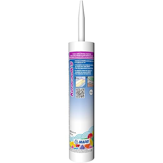 Mapei Keracaulk S Premium, Paintable, Sanded, Siliconized Acrylic Caulk, Expertly Formulated to Match Grout Colors, 10 oz., 5027 Silver- Sanded