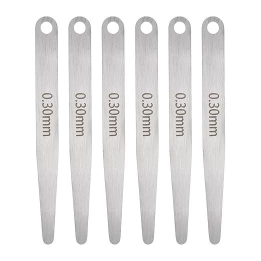 HARFINGTON 6pcs Metric Thickness Feeler Gauge 0.3mm Single Blade Oval Feeler Gauge 304 Stainless Steel Gap Measuring Tool for Repair Valve Guitar Spark Plug